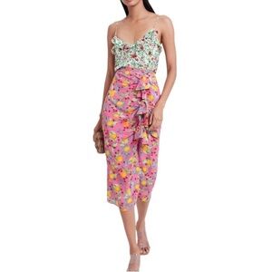 SALONI Kelly Draped Crepe Skirt Limoncello Size US 6 / UK 10